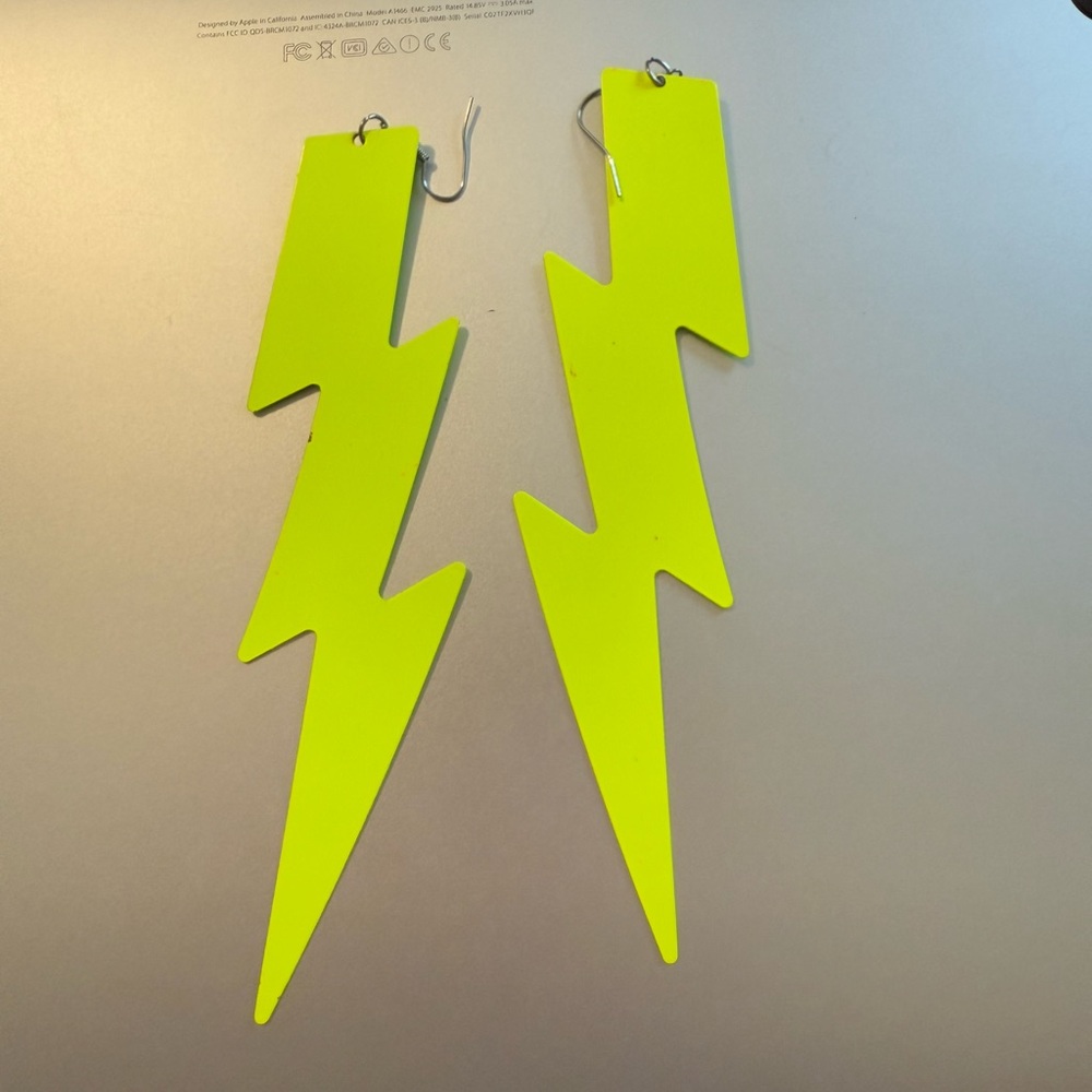 Neon Yellow Lightning Bolt Earrings